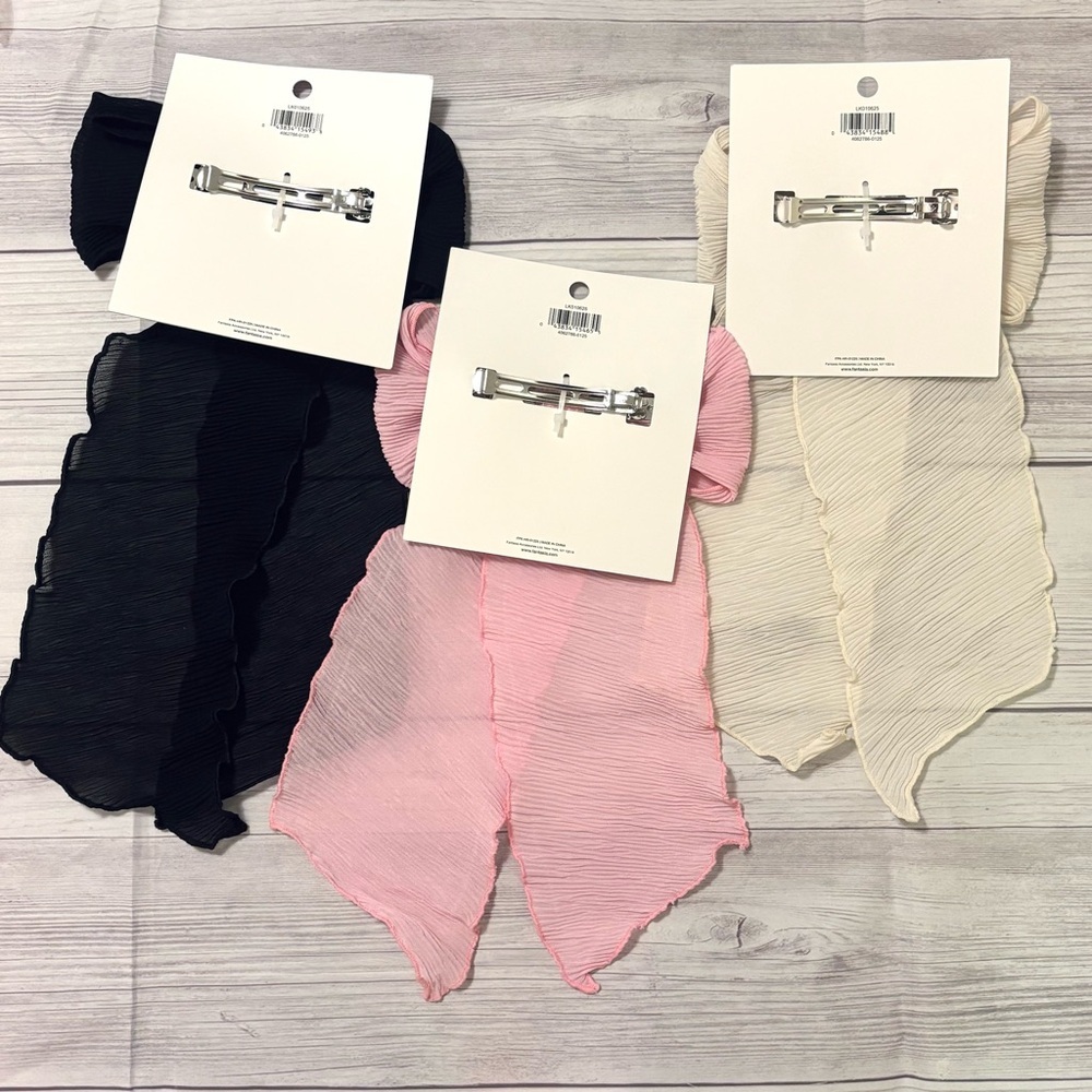 Lot of 3 Large Hair Bow Clips Pink Cream Black In My Coquette Era New NWT - Picture 2 of 2
